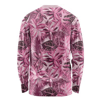 Hawaii Pink Tropical Leaves Long Sleeve Shirt - Polynesian Pride