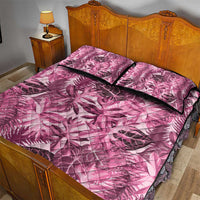 Hawaii Pink Tropical Leaves Quilt Bed Set - Polynesian Pride