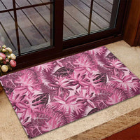 Hawaii Pink Tropical Leaves Rubber Doormat - Polynesian Pride