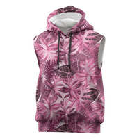 Hawaii Pink Tropical Leaves Sleeveless Hoodie - Polynesian Pride