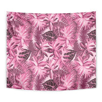 Hawaii Pink Tropical Leaves Tapestry - Polynesian Pride