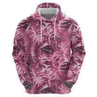 Hawaii Pink Tropical Leaves Zip Hoodie - Polynesian Pride