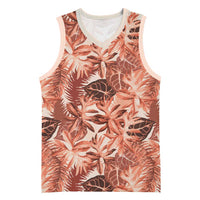 Hawaii Red Brown Tropical Leaves Basketball Jersey LT01 Unisex Brown - Polynesian Pride