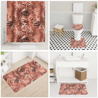 Hawaii Red Brown Tropical Leaves Bathroom Set - Polynesian Pride
