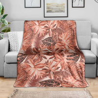 Hawaii Red Brown Tropical Leaves Blanket - Polynesian Pride