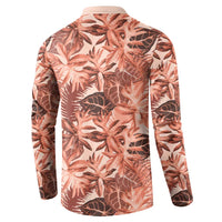 Hawaii Red Brown Tropical Leaves Button Sweatshirt - Polynesian Pride