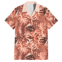 Hawaii Red Brown Tropical Leaves Family Matching Off Shoulder Maxi Dress and Hawaiian Shirt - Polynesian Pride