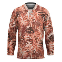 Hawaii Red Brown Tropical Leaves Hockey Jersey - Polynesian Pride