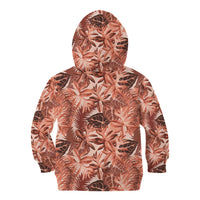 Hawaii Red Brown Tropical Leaves Kid Hoodie - Polynesian Pride