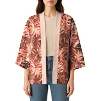 Hawaii Red Brown Tropical Leaves Kimono - Polynesian Pride