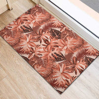 Hawaii Red Brown Tropical Leaves Rubber Doormat - Polynesian Pride