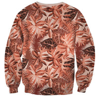 Hawaii Red Brown Tropical Leaves Sweatshirt - Polynesian Pride