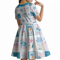 Hawaii Coastal Summer Postcard Kid Short Sleeve Dress