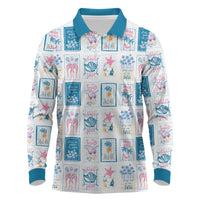 Hawaii Coastal Summer Postcard Long Sleeve Polo Shirt