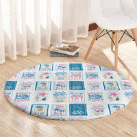 Hawaii Coastal Summer Postcard Round Carpet