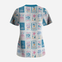Hawaii Coastal Summer Postcard Scrub Top