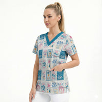 Hawaii Coastal Summer Postcard Scrub Top