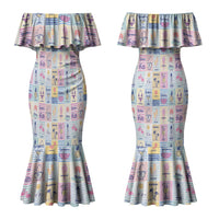 Aloha Summer Posters Grunge Textures Couples Matching Mermaid Dress and Long Sleeve Button Shirt