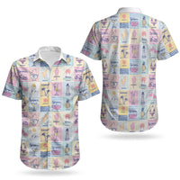 Aloha Summer Posters Grunge Textures Couples Matching Short Sleeve Bodycon Dress and Hawaiian Shirt