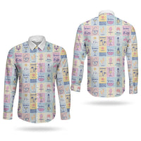Aloha Summer Posters Grunge Textures Couples Matching Short Sleeve Bodycon Dress and Long Sleeve Button Shirt