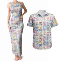 Aloha Summer Posters Grunge Textures Couples Matching Tank Maxi Dress and Hawaiian Shirt
