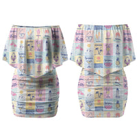 Aloha Summer Posters Grunge Textures Family Matching Off Shoulder Short Dress and Hawaiian Shirt
