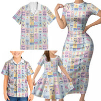 Aloha Summer Posters Grunge Textures Family Matching Short Sleeve Bodycon Dress and Hawaiian Shirt