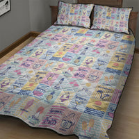 Aloha Summer Posters Grunge Textures Quilt Bed Set