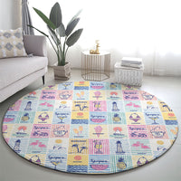 Aloha Summer Posters Grunge Textures Round Carpet