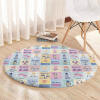 Aloha Summer Posters Grunge Textures Round Carpet