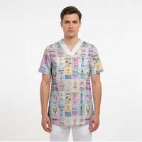 Aloha Summer Posters Grunge Textures Scrub Top