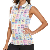Aloha Summer Posters Grunge Textures Women Sleeveless Polo Shirt