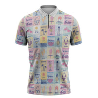 Aloha Summer Posters Grunge Textures Zipper Polo Shirt