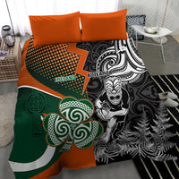 New Zealand and Ireland Rugby Bedding Set Silver Fern With Shamrock 2023 World Cup LT01 - Polynesian Pride