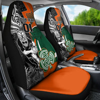New Zealand and Ireland Rugby Car Seat Cover Silver Fern With Shamrock 2023 World Cup LT01 - Polynesian Pride