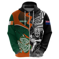 New Zealand and Ireland Rugby Hoodie Silver Fern With Shamrock 2023 World Cup LT01 - Polynesian Pride