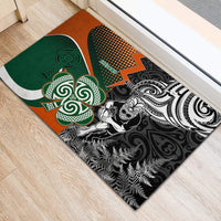 New Zealand and Ireland Rugby Rubber Doormat Silver Fern With Shamrock 2023 World Cup LT01 - Polynesian Pride
