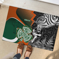 New Zealand and Ireland Rugby Rubber Doormat Silver Fern With Shamrock 2023 World Cup LT01 - Polynesian Pride