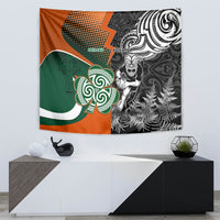 New Zealand and Ireland Rugby Tapestry Silver Fern With Shamrock 2023 World Cup LT01 - Polynesian Pride