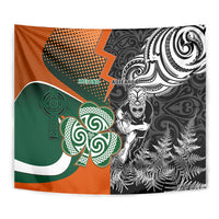 New Zealand and Ireland Rugby Tapestry Silver Fern With Shamrock 2023 World Cup LT01 - Polynesian Pride