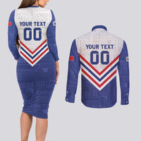 Custom Toa Samoa Rugby Couples Matching Long Sleeve Bodycon Dress and Long Sleeve Button Shirt 1992-1993 Special Edition - Polynesian Pride