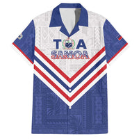 Custom Toa Samoa Rugby Family Matching Puletasi and Hawaiian Shirt 1992-1993 Special Edition LT01 Dad's Shirt - Short Sleeve Blue - Polynesian Pride