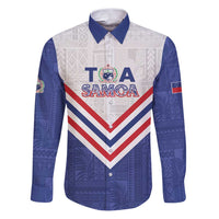 Custom Toa Samoa Rugby Family Matching Puletasi and Hawaiian Shirt 1992-1993 Special Edition LT01 Dad's Shirt - Long Sleeve Blue - Polynesian Pride