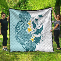 Maori Manta Ray Plumeria Teal Quilt LT01 - Polynesian Pride
