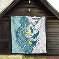 Maori Manta Ray Plumeria Teal Quilt LT01 - Polynesian Pride