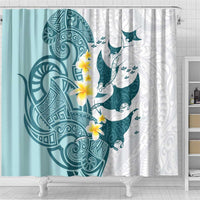 Maori Manta Ray Plumeria Teal Shower Curtain LT01 - Polynesian Pride
