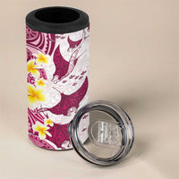 Maori Manta Ray Plumeria Royal Pink 4 in 1 Can Cooler Tumbler LT01 - Polynesian Pride