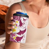 Maori Manta Ray Plumeria Royal Pink 4 in 1 Can Cooler Tumbler LT01 - Polynesian Pride