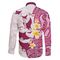 Maori Manta Ray Plumeria Royal Pink Family Matching Mermaid Dress and Hawaiian Shirt LT01 - Polynesian Pride