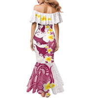Maori Manta Ray Plumeria Royal Pink Family Matching Mermaid Dress and Hawaiian Shirt LT01 - Polynesian Pride